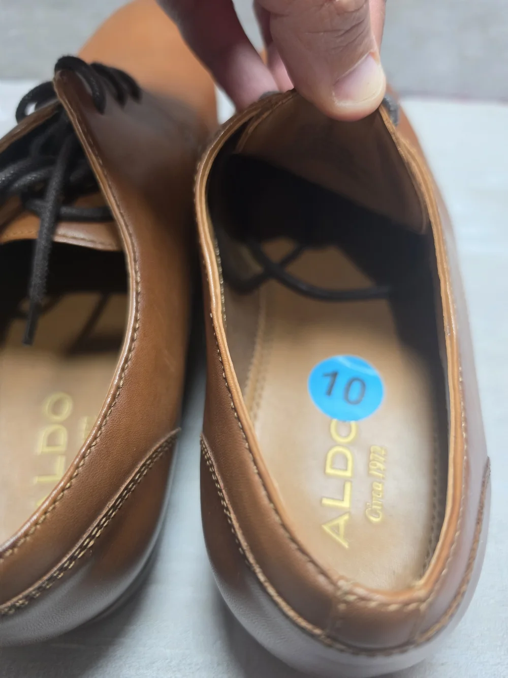 Aldo Men's Brown Leather Derby Shoes - Lace-Up Dress Oxfords Size 10